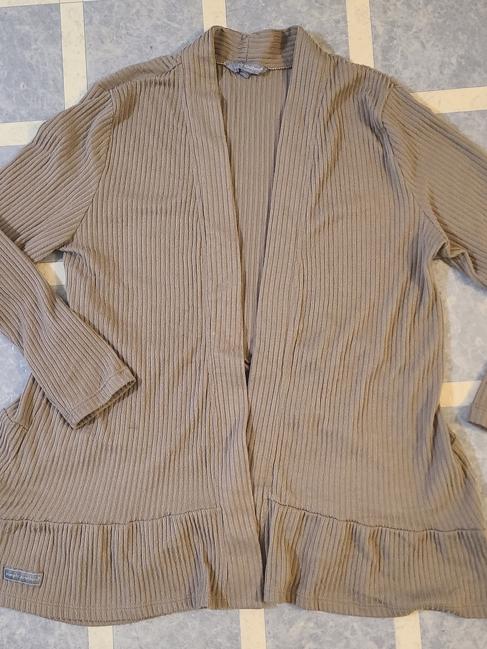 Simply Southern Taupe Ribbed Womens Cardigan